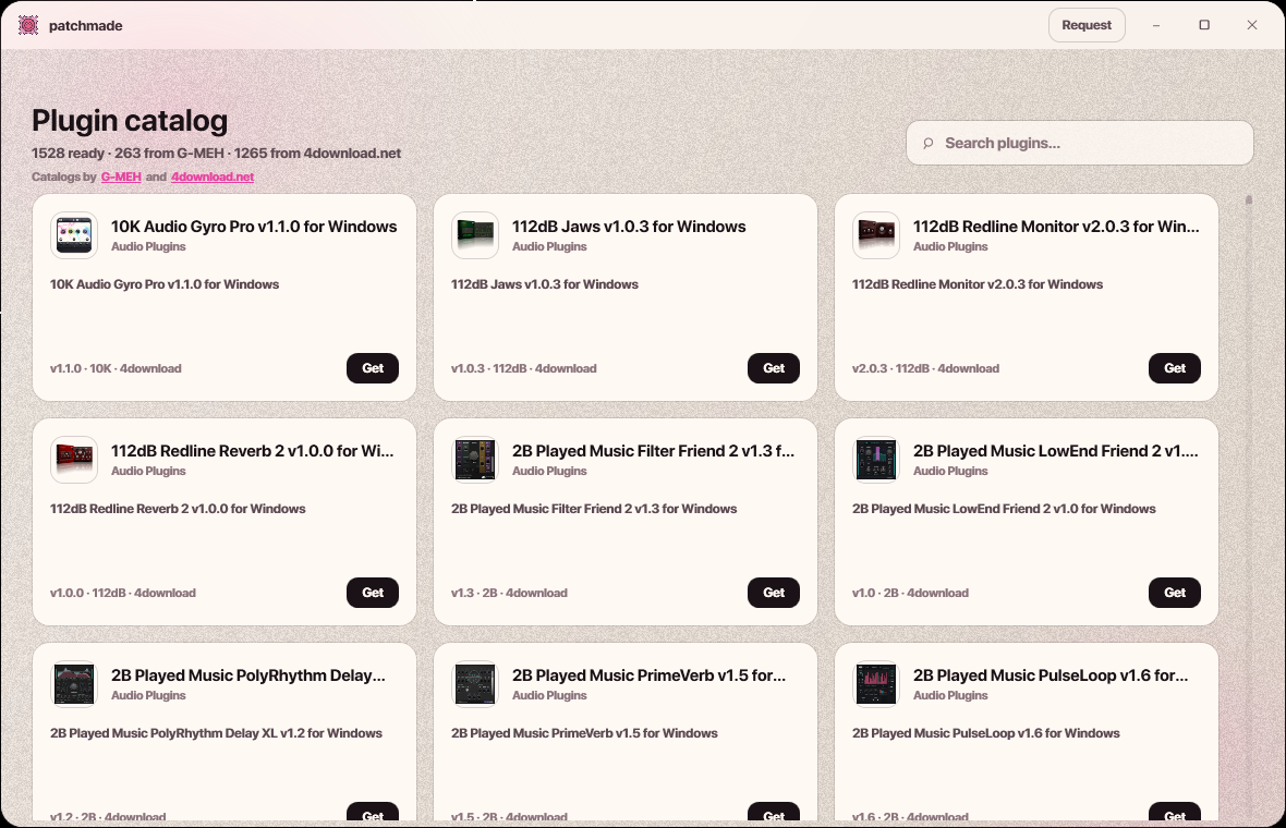 patchmade plugin catalog window